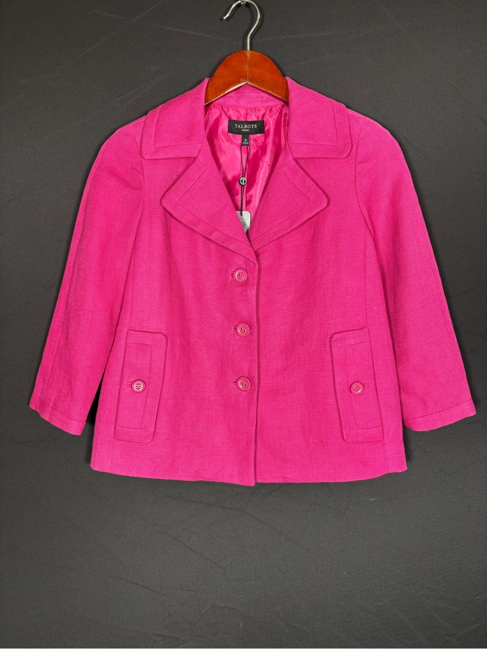 Talbots Petites Jackie Fit 100% Linen Blazer Jacket Pink 2P NWT